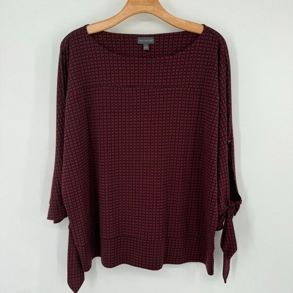 The limited woman's knit shirt top open sleeve red pattern size 1X plus - Picture 3 of 10